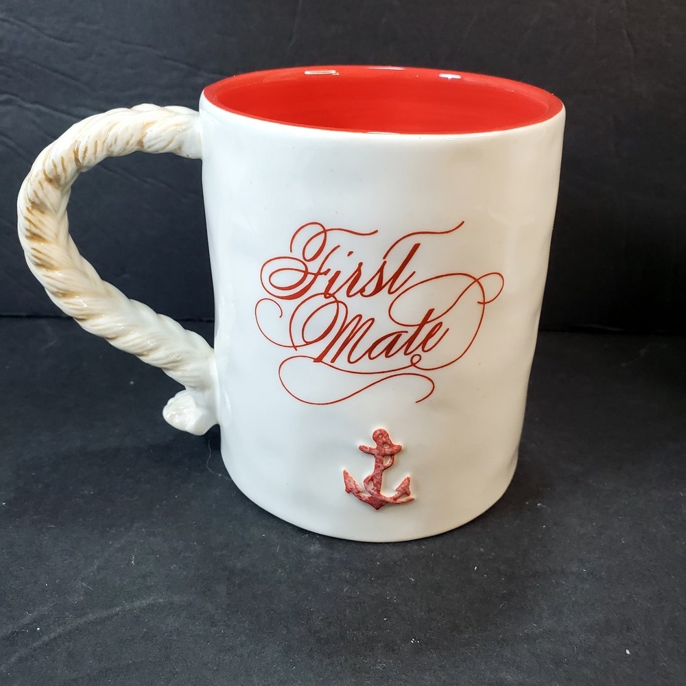 Vintage First Mate Mug Nautical 3D Rope Handle Ceramic Partner Grasslands Road